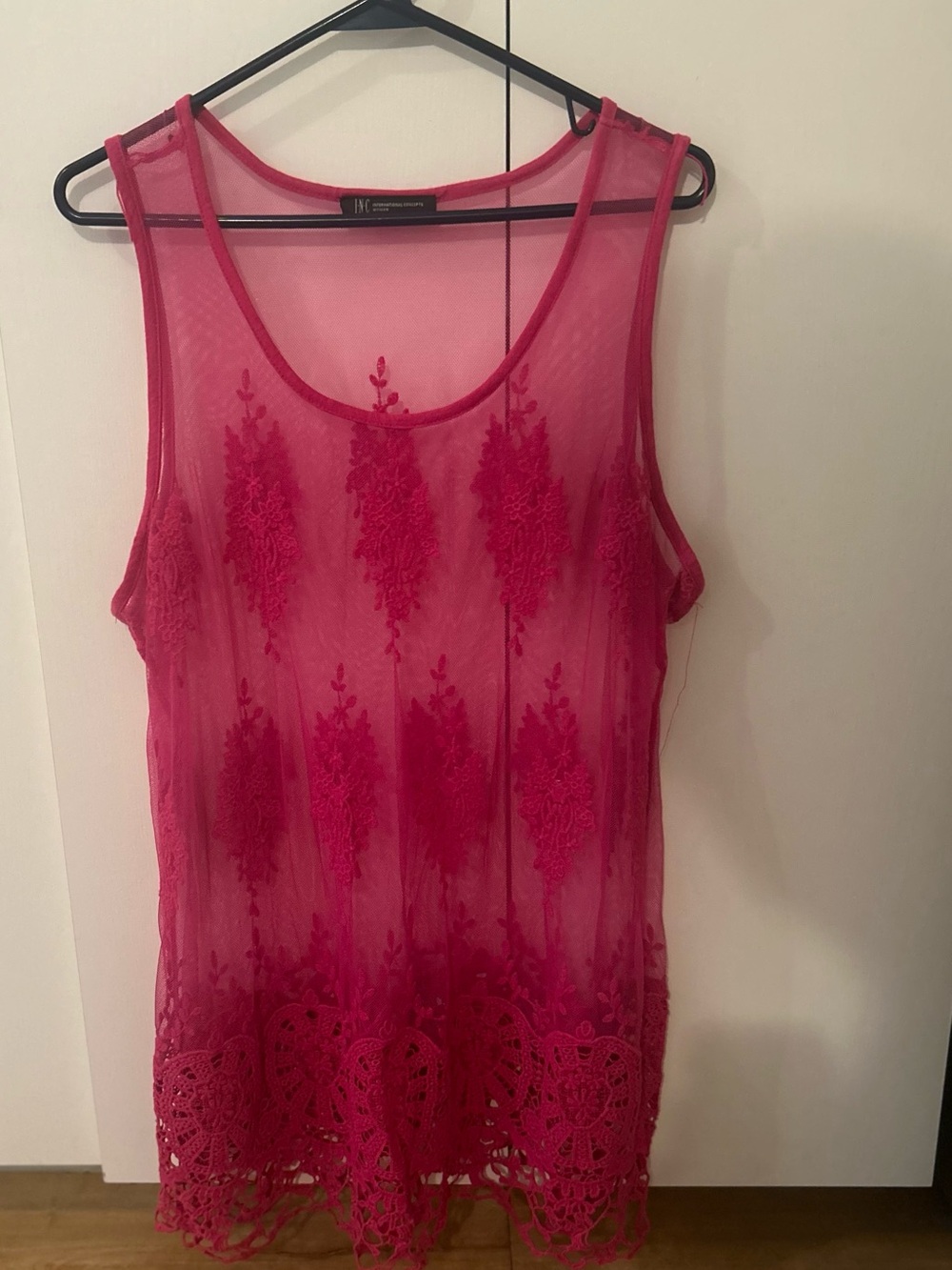 Sheer Embroidered Sleeveless Top - Pink